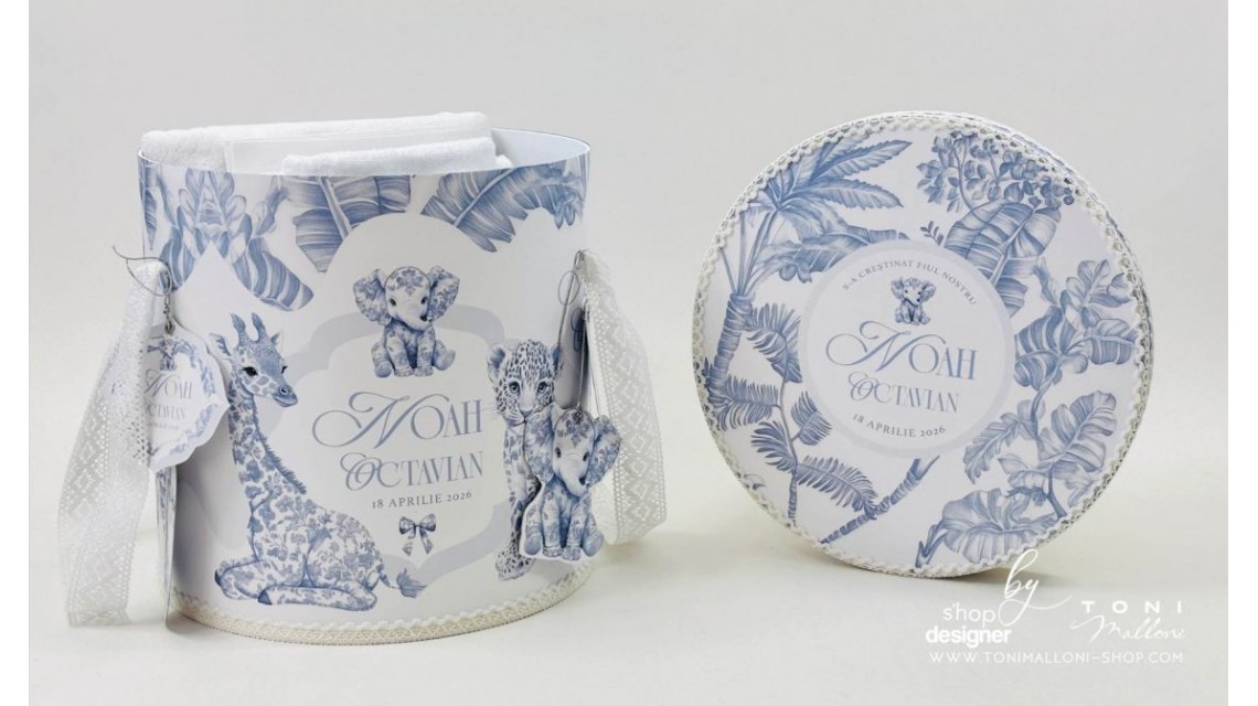 Trusou botez Safari Bleu personalizat băiat – tematică jungle elegantă 18